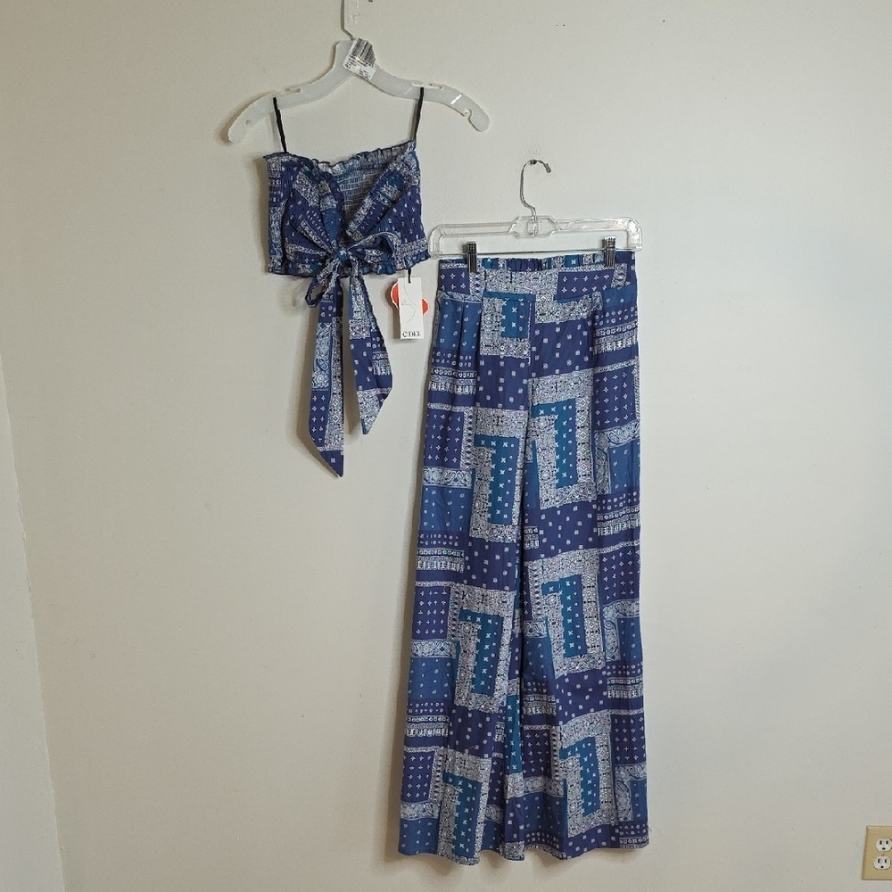 Cider Navy and White Bandana Boho Set NWT Size Small